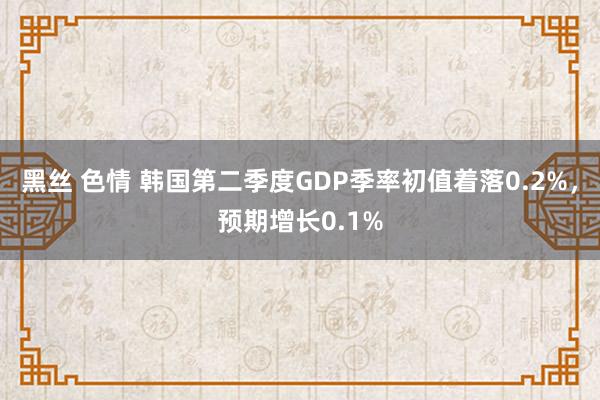 黑丝 色情 韩国第二季度GDP季率初值着落0.2%，预期增长0.1%